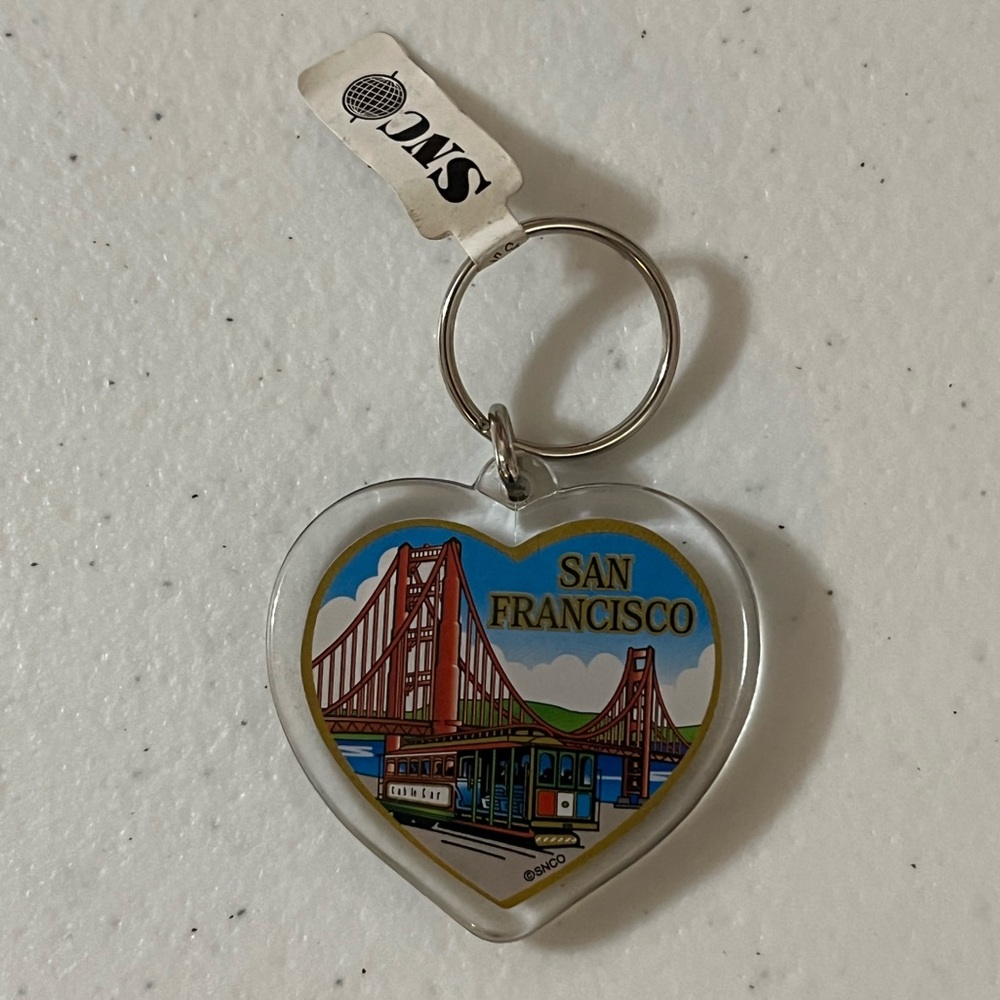 San Francisco Bridge Trolley California Heart Acrylic Keychain